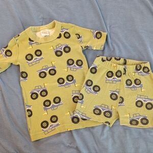 Hanna Andersson Green Monster Truck Pajama Set